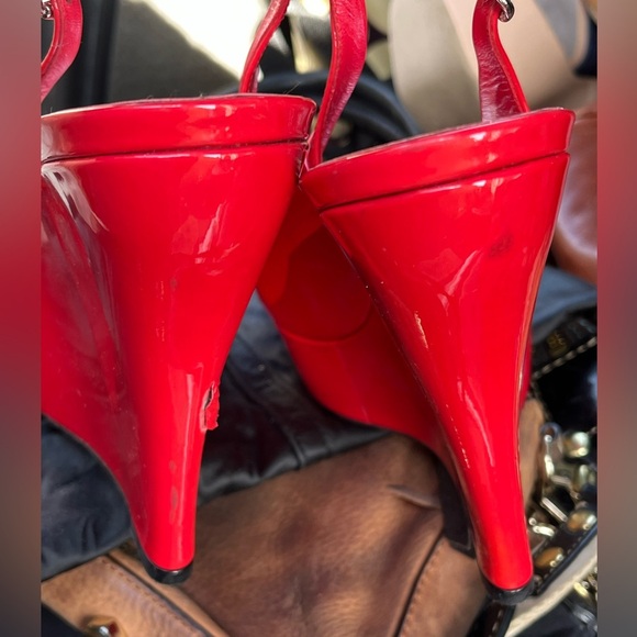 Gucci Toe Slingback Wedge Sandals - Picture 7 of 13